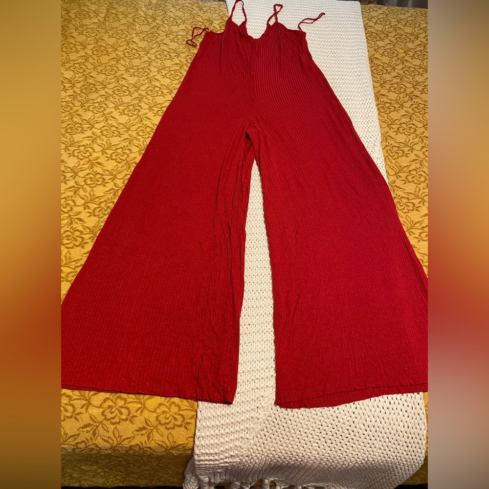 Zara Red Wide-Leg Jumpsuit